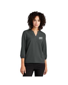 MERCER+METTLE - Women's Stretch Crepe 3/4 Sleeve Blouse